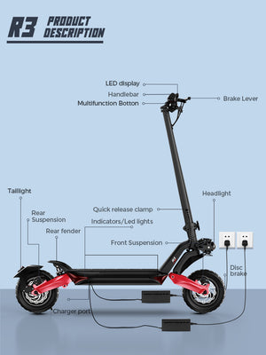 R3 Electric Scooter For Adults 50-60 KM | Circooter