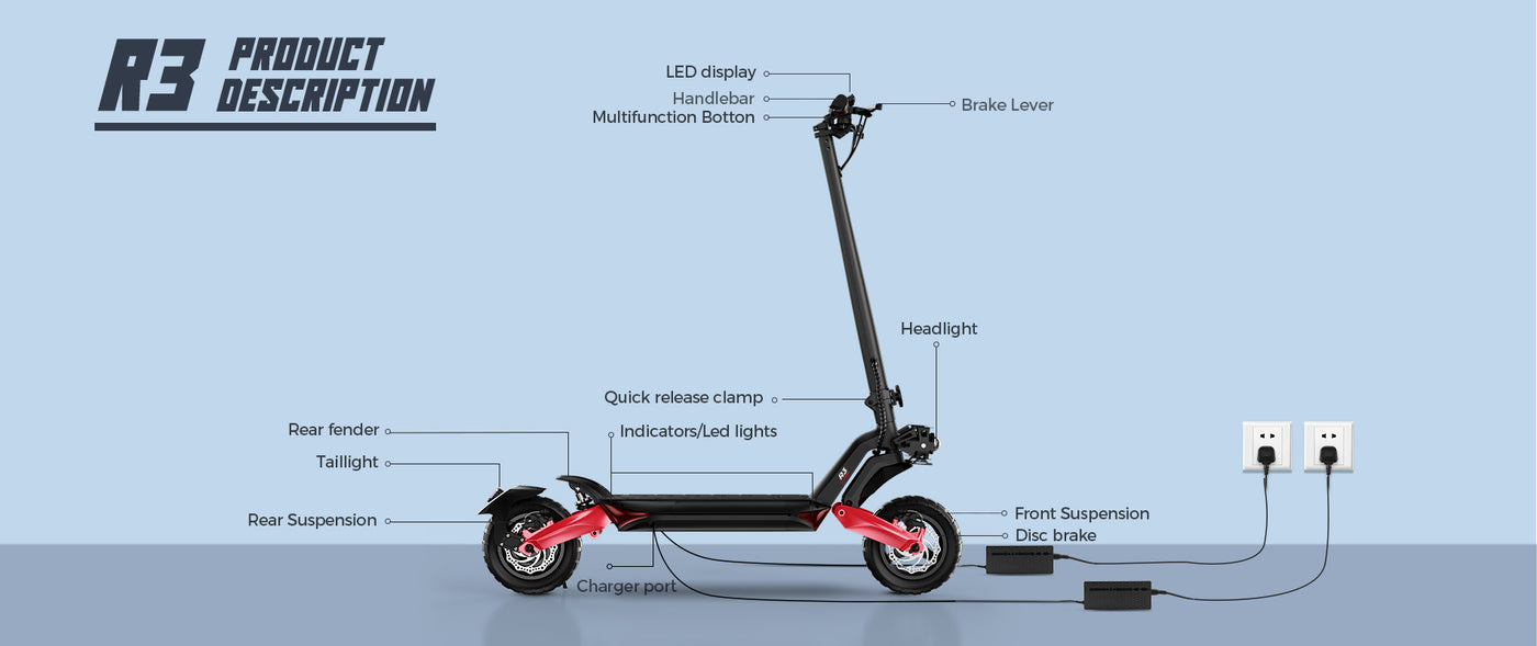 R3 Electric Scooter For Adults 50-60 KM | Circooter